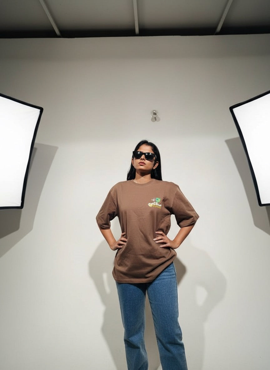 Zero Hour Brown Oversized T-Shirt