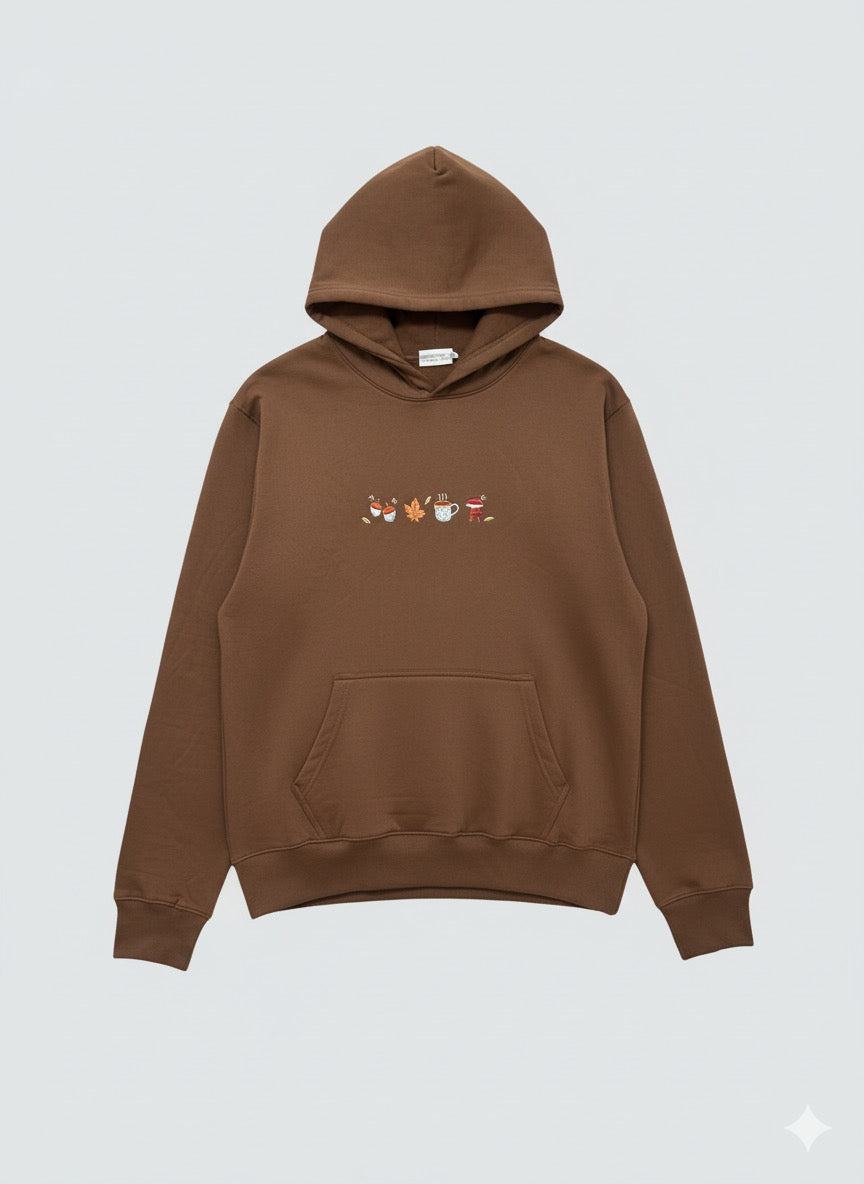 ZERO HOUR Brown Hoodie Embroidery
