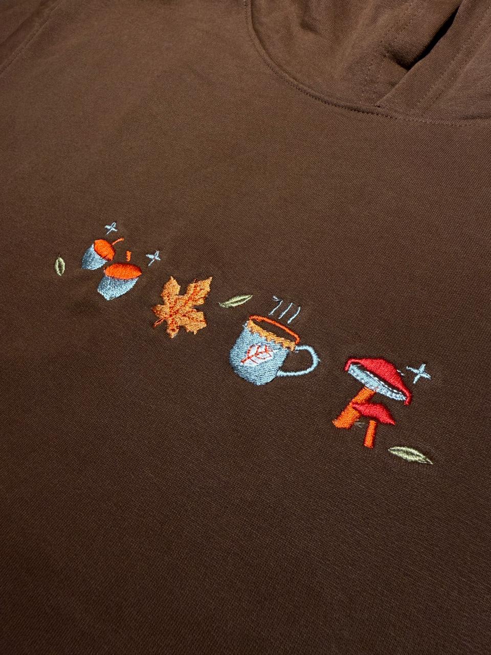 ZERO HOUR Brown Hoodie Embroidery