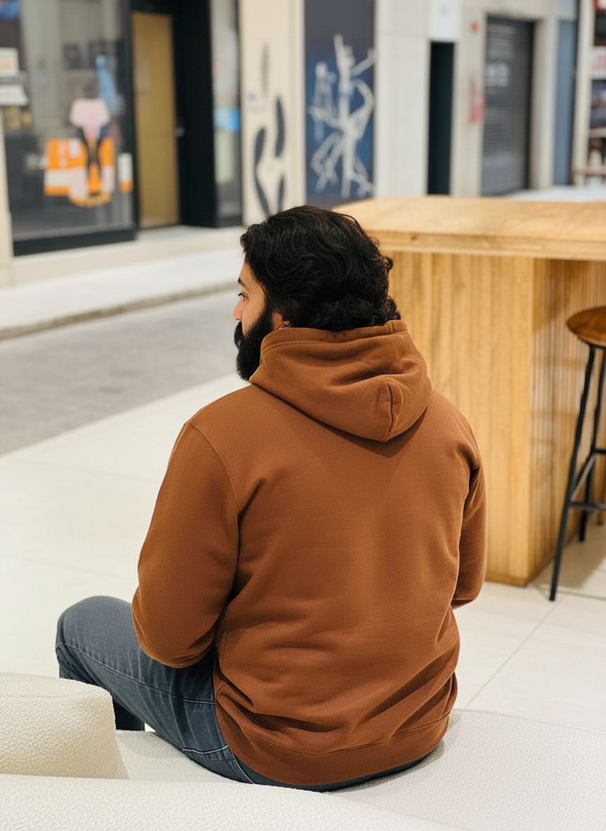 ZERO HOUR Brown Hoodie Embroidery