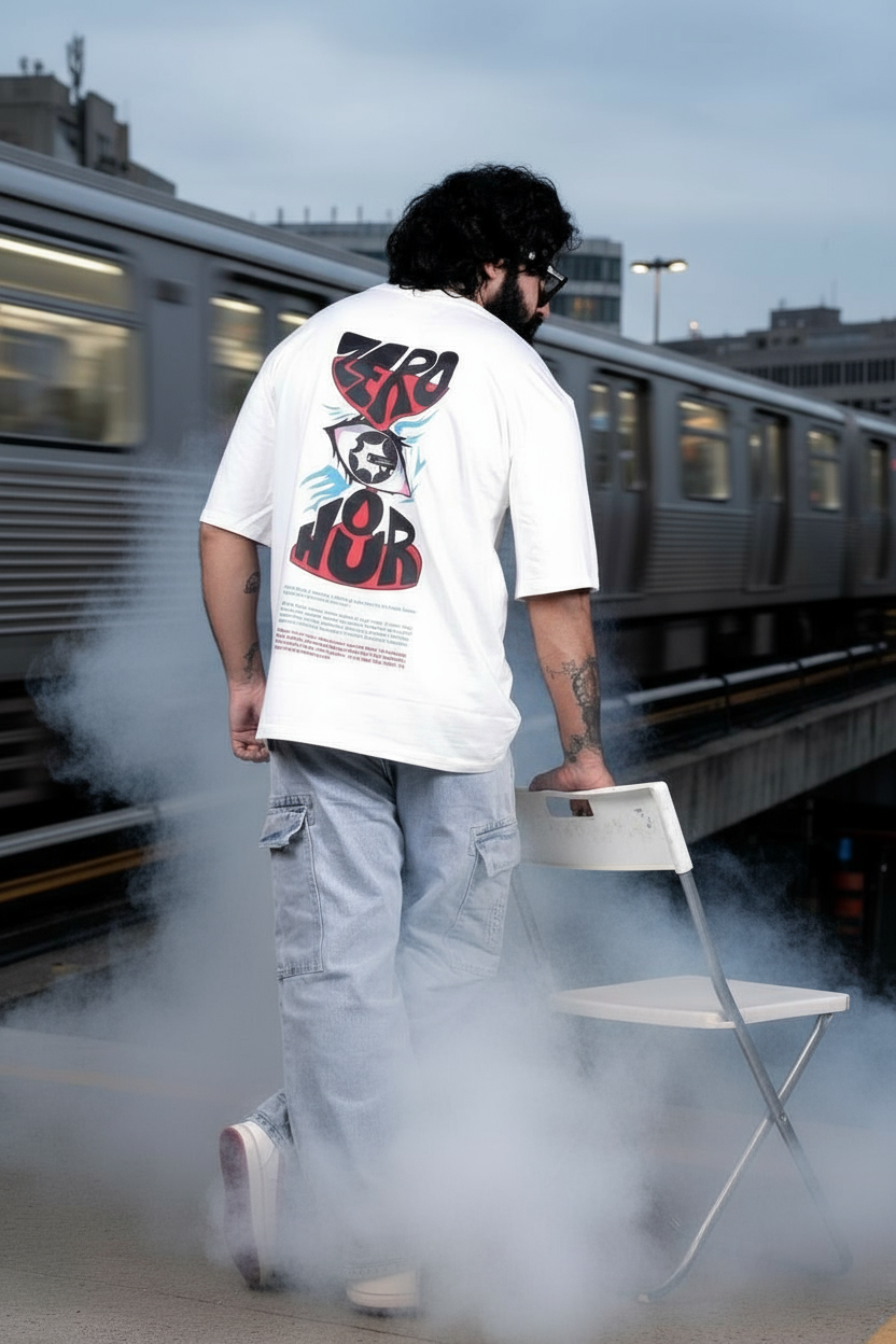 Zero Hour White Oversized T-Shirt